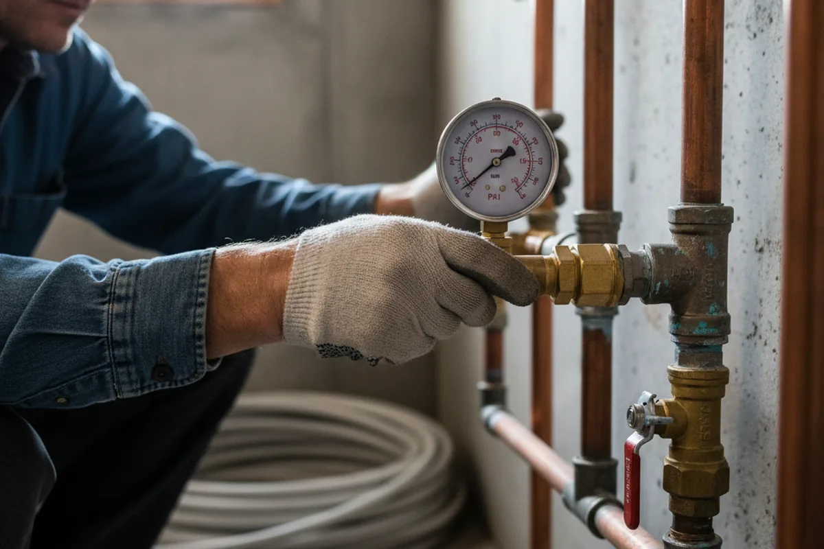 Pressure testing a repaired line during Water Line Repair in Captiva